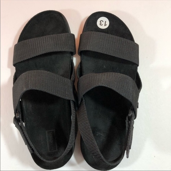 New Hunter Men Black Double Strap Sandals 13 - Picture 4 of 8